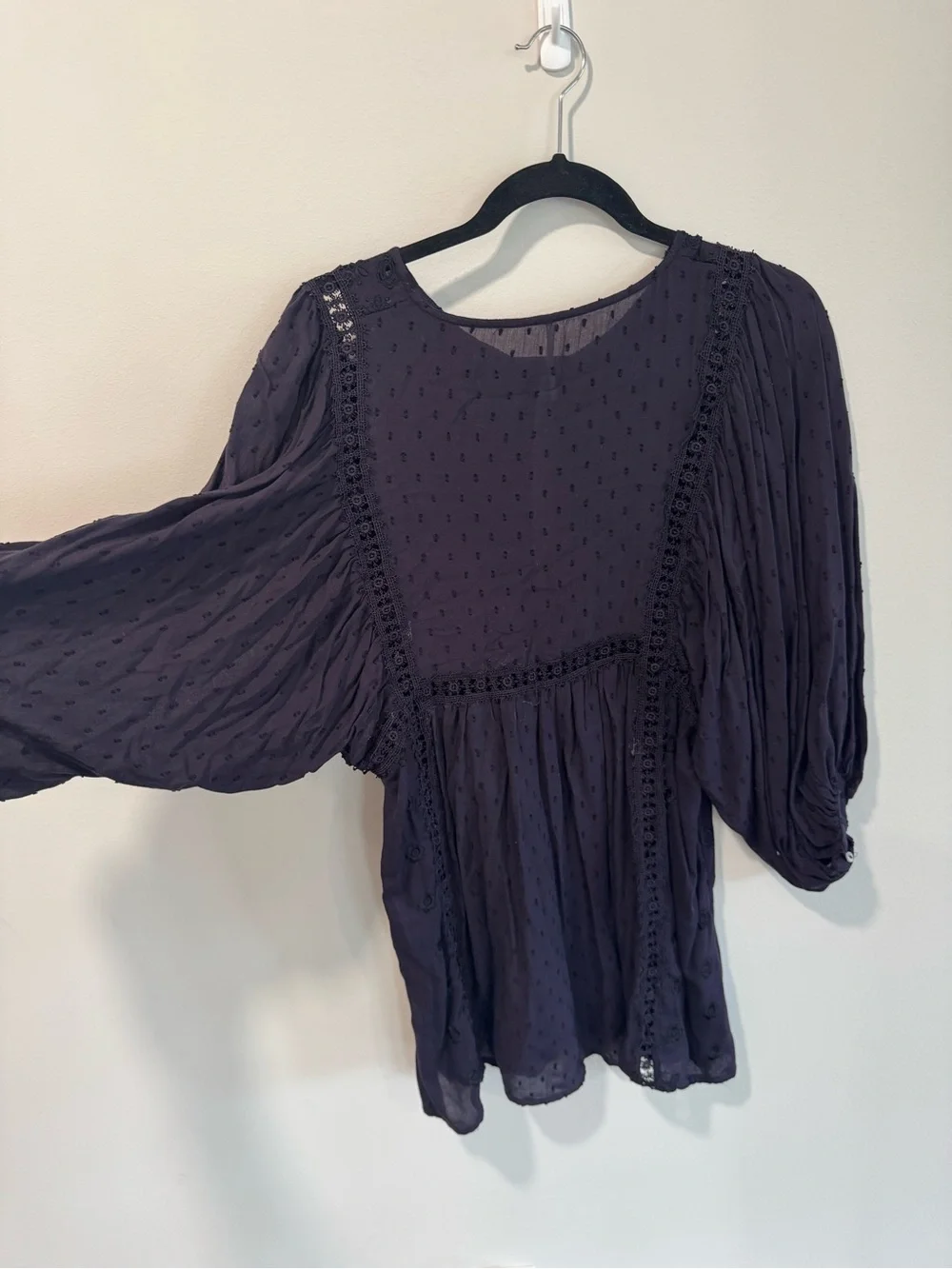 Free People Navy Embroidered Peasant Tunic